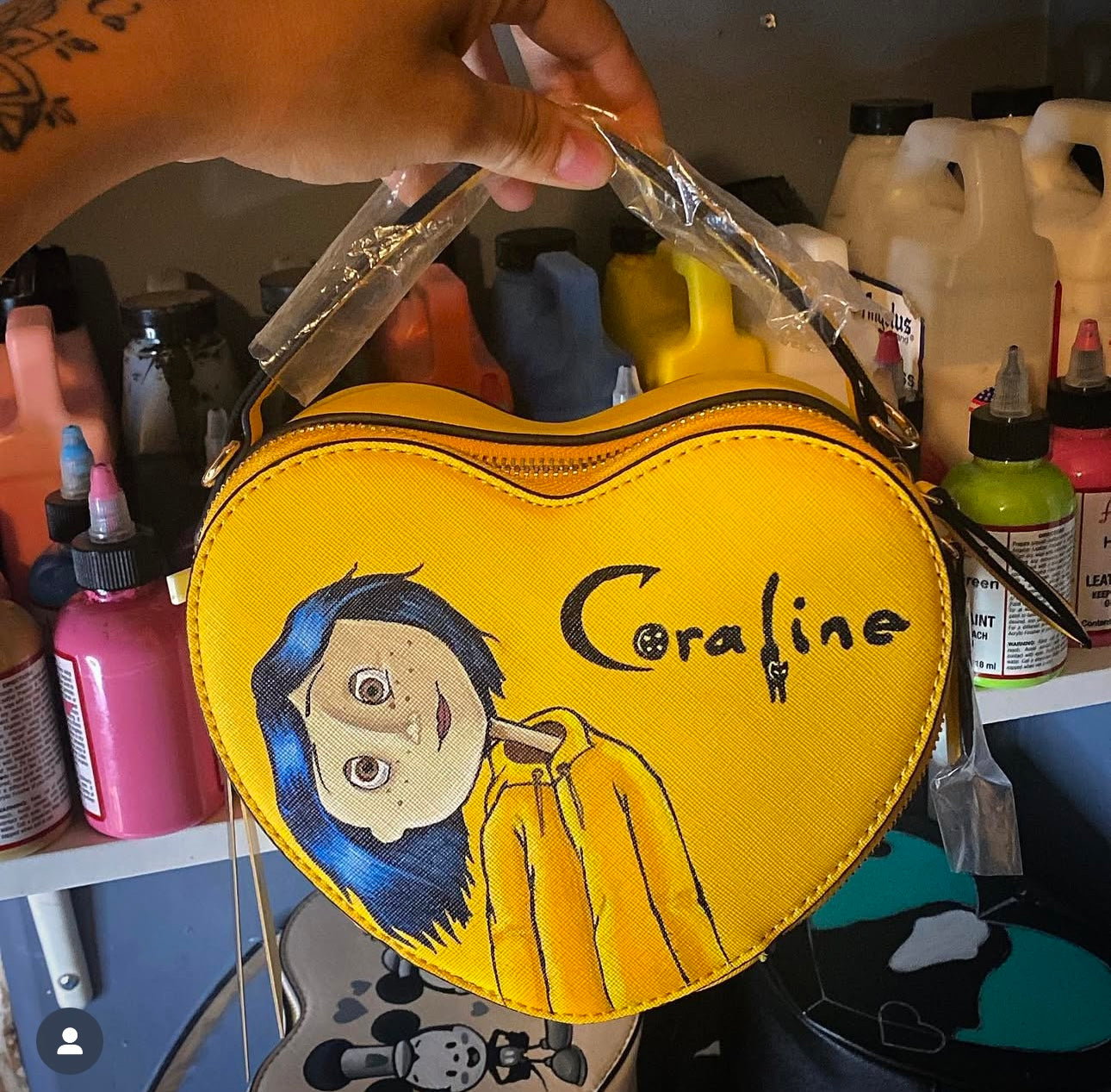 Yellow blue hair heart bag