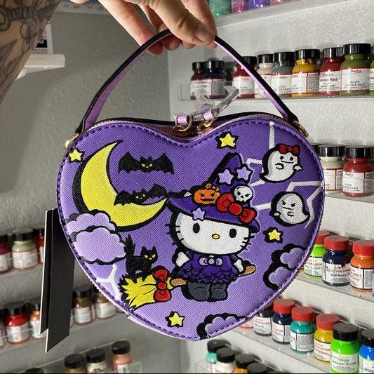Hk Witch Halloween cat heart purse